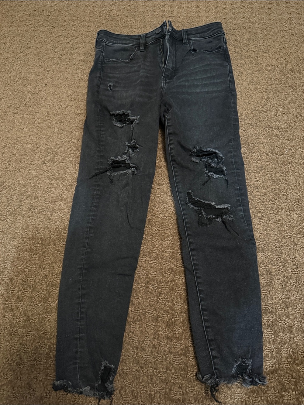 American Eagle Outfitters Black Ripped Skinny Jeans